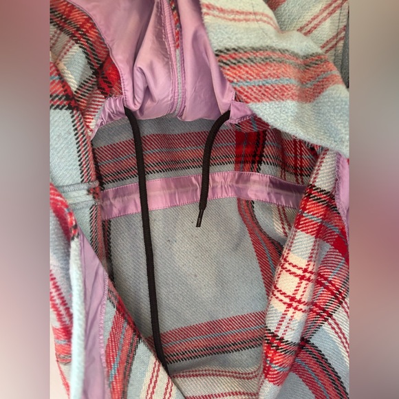 We The Free Blue Red Black Plaid Check Shirt Shacket - Picture 3 of 12